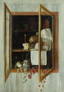 Vanitas stilleben set gennem et trompe l